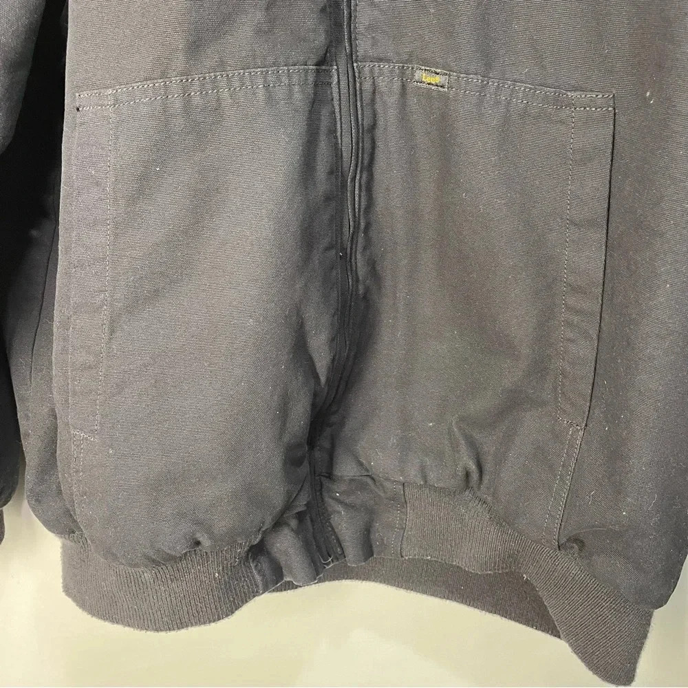 Lee Jacket Mens Large Full Zip Canvas Work Hooded Black Premium Select Lined - Picture 4 of 14